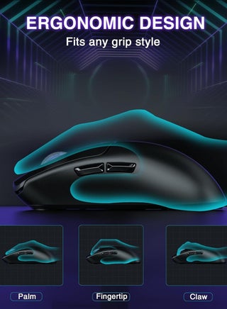SC580X Superlight Wireless Gaming Mouse, Tri-Mode 2.4G/BT5.0/USB-C Gaming Mouse, 10000 DPI Rechargeable Wireless Mouse with 6 Programmable Buttons, Ergonomic Computer Mouse for Laptop/PC/Mac/Tablet - view 4